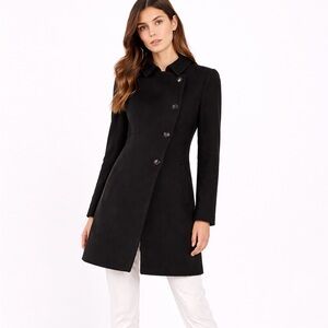 Marc Cain Wool Cashmere Coat Black Tailored Minimalist Medium
